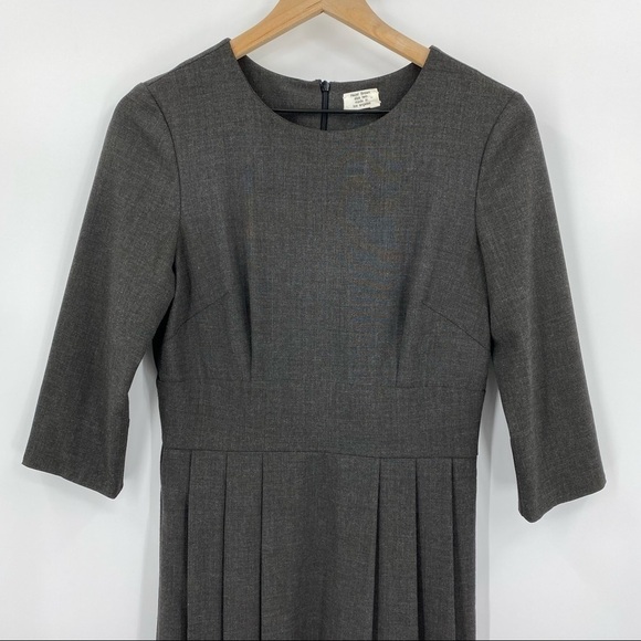 Hazel Brown Collection 100% Wool Midi Pleated Dress Gray Size 2 (Extra Small) - Picture 2 of 8